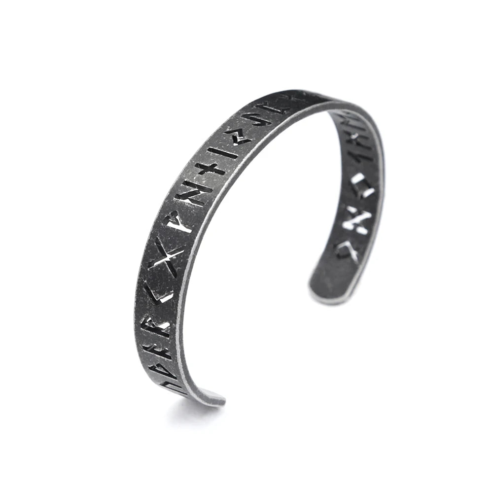 Viking Runes Cuff Bracelet — Stainless Steel