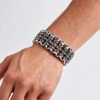 Bracelets For Men's Boy Fashion Chain Jewelry, 316L Stainless Steel Rock Punk Motorbiker Cross Flower Bracelet and