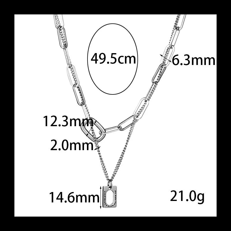 Double Layer Stacked Necklace — Stainless
