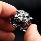 Detailed Domineering Tiger Ring For Men Stainless Steel Animal Biker Ring Cool Male Gothic Punk Animal Rings Jewelry