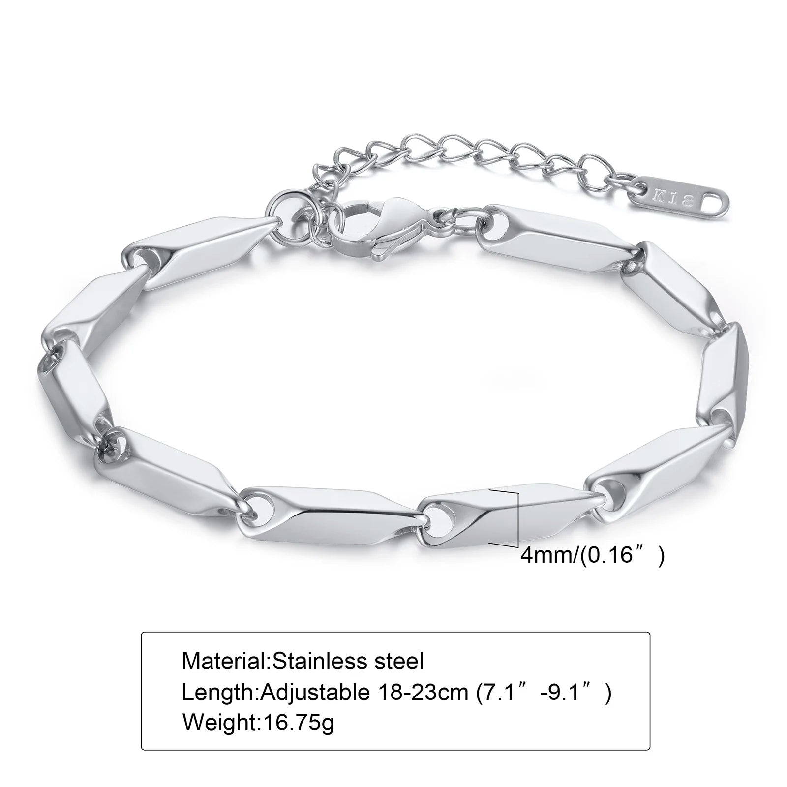 Gold Bar Link Chain Bracelet — Stainless Steel
