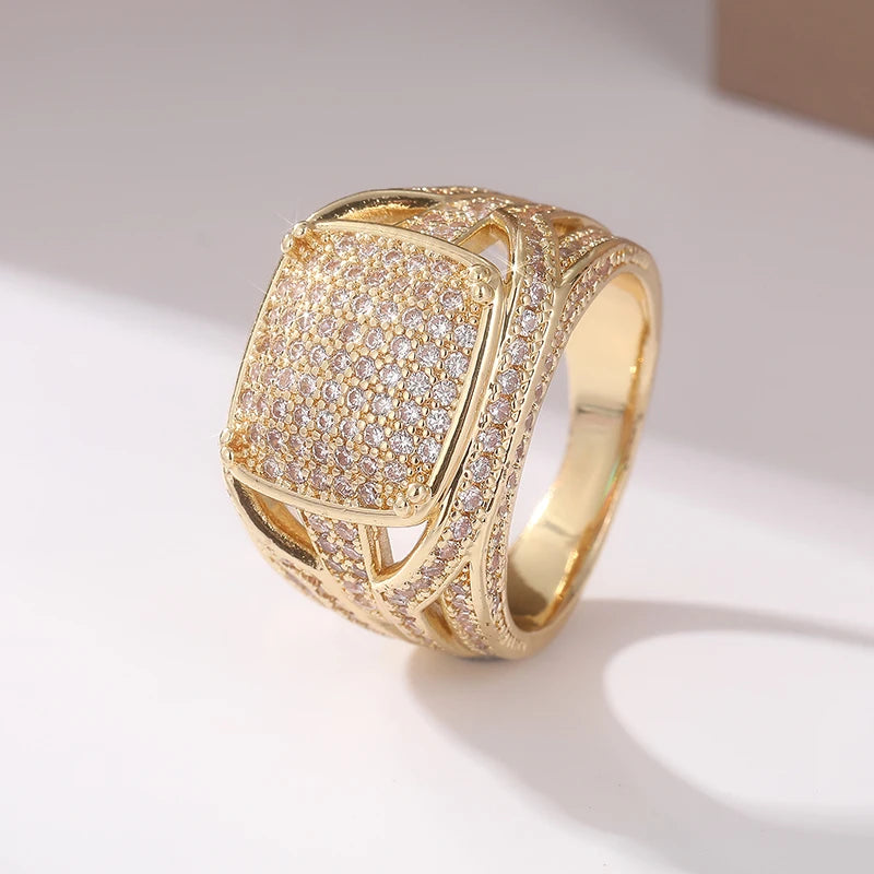 Men's Punk Hip Hop Full Synthetic Cubic Zirconia Ring For Men Women Jewelry