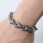 Titanium Steel Thorn Bracelet, Gothic Edgy Statement Cuff, Punk Rock Jewelry For Men Gifts