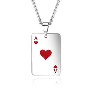 Lucky Ace Playing Card Suit Pendant Necklace — Stainless Steel