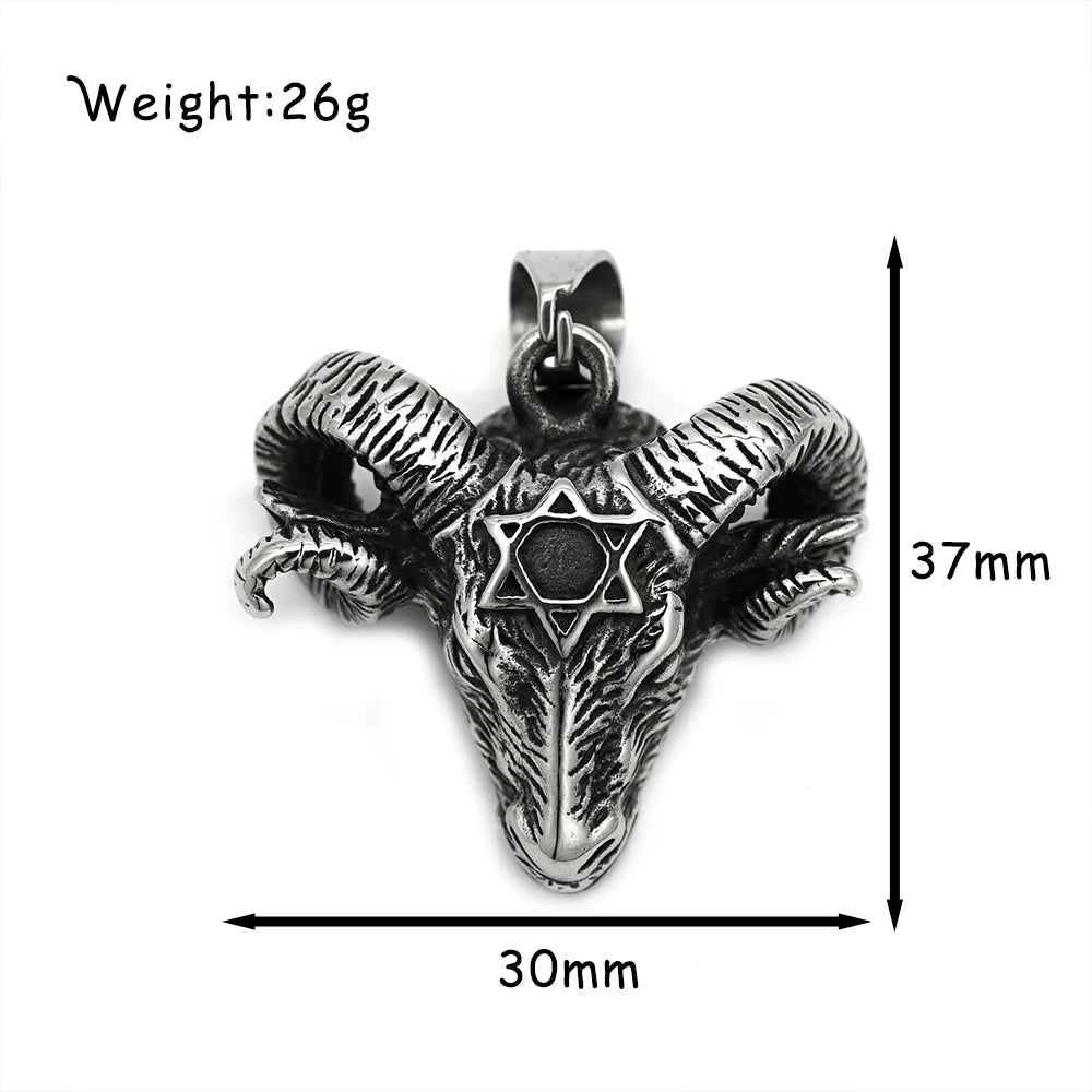 Gothic Pentagram Goat Head Pendant Necklace — Stainless Steel