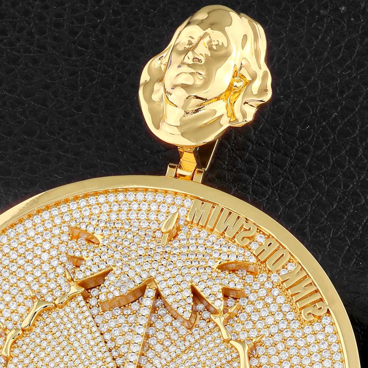 Gold Moissanite Letter Pendant Disc 18K