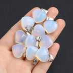 5pc Natural Stone Pendant Heart Clear Quartz Healing Crystals Stone Charms For Jewelry Making DIY Necklaces