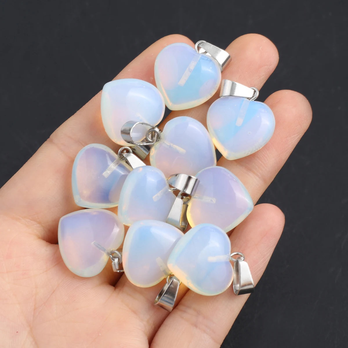 5pc Natural Stone Pendant Heart Clear Quartz Healing Crystals Stone Charms For Jewelry Making DIY Necklaces