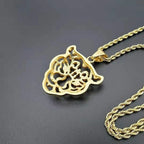 Men's Fashion Titanium Steel Plated Rhinestone Green Eyes Hollow Tiger Head Pendant Necklace Punk Hip Hop Personality