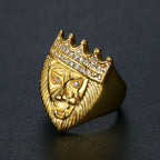 Lion Head Ring Gold Silver 3D Animal Band — Stainless Steel