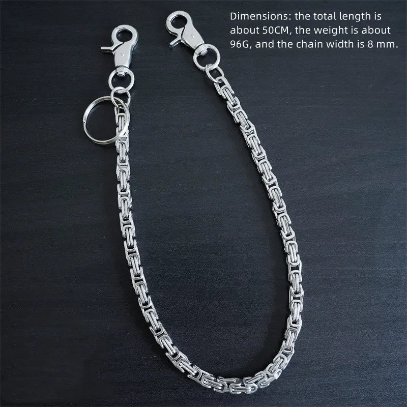 Biker Motorcycle Long Wallet Keychain — Stainless Steel