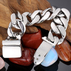 Men Bracelet for Man In Brushed Stainless Steel Luxury Gold Color 25MM Curb Link Chain Men's Bracelets On Hand Bands