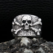 Crossbones Pirate Skull Ring — Stainless Steel