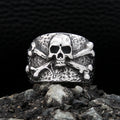 Punk Vintage Stainless Steel Crossbones Pirate Skull Ring For Men Boys Biker Hip Hop High Quality Fashion Jewelry Gift