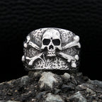 Punk Vintage Stainless Steel Crossbones Pirate Skull Ring For Men Boys Biker Hip Hop High Quality Fashion Jewelry Gift