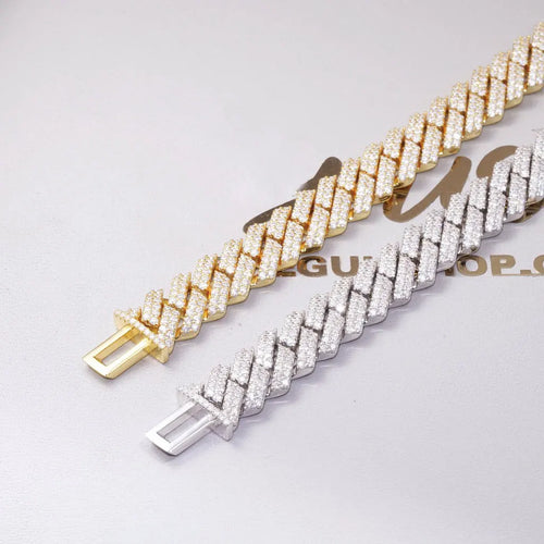 14mm Iced Out Miami Cuban Bracelet — Stainless Steel