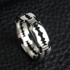 Blade Ring Punk Black Silver Band for Men — Stainless Steel
