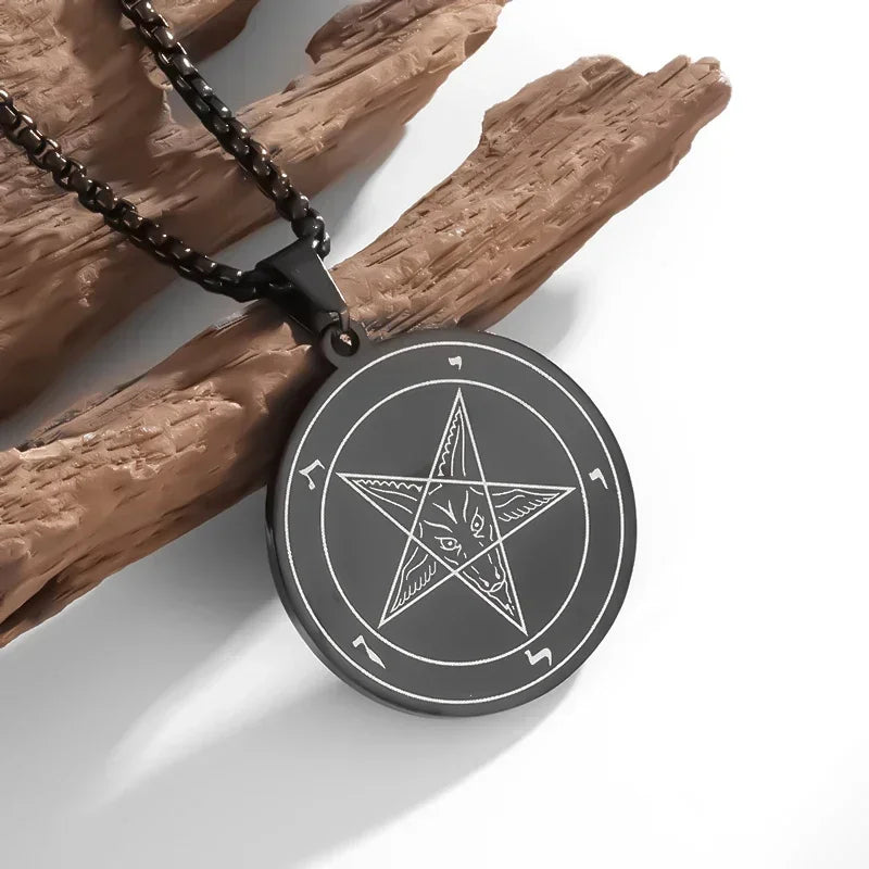 Stainless Steel Gothic Mysterious Ghost Death Band Symbol Pendant Necklace Personalized Punk Jewelry for Men and Women
