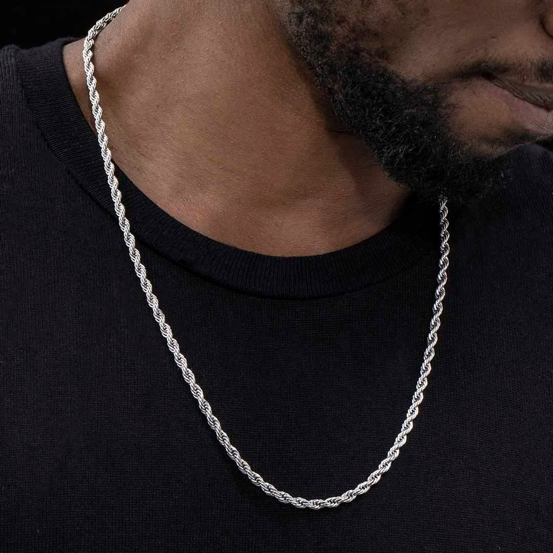 Rope Chain Necklace Two-Tone Stainless Steel 3MM