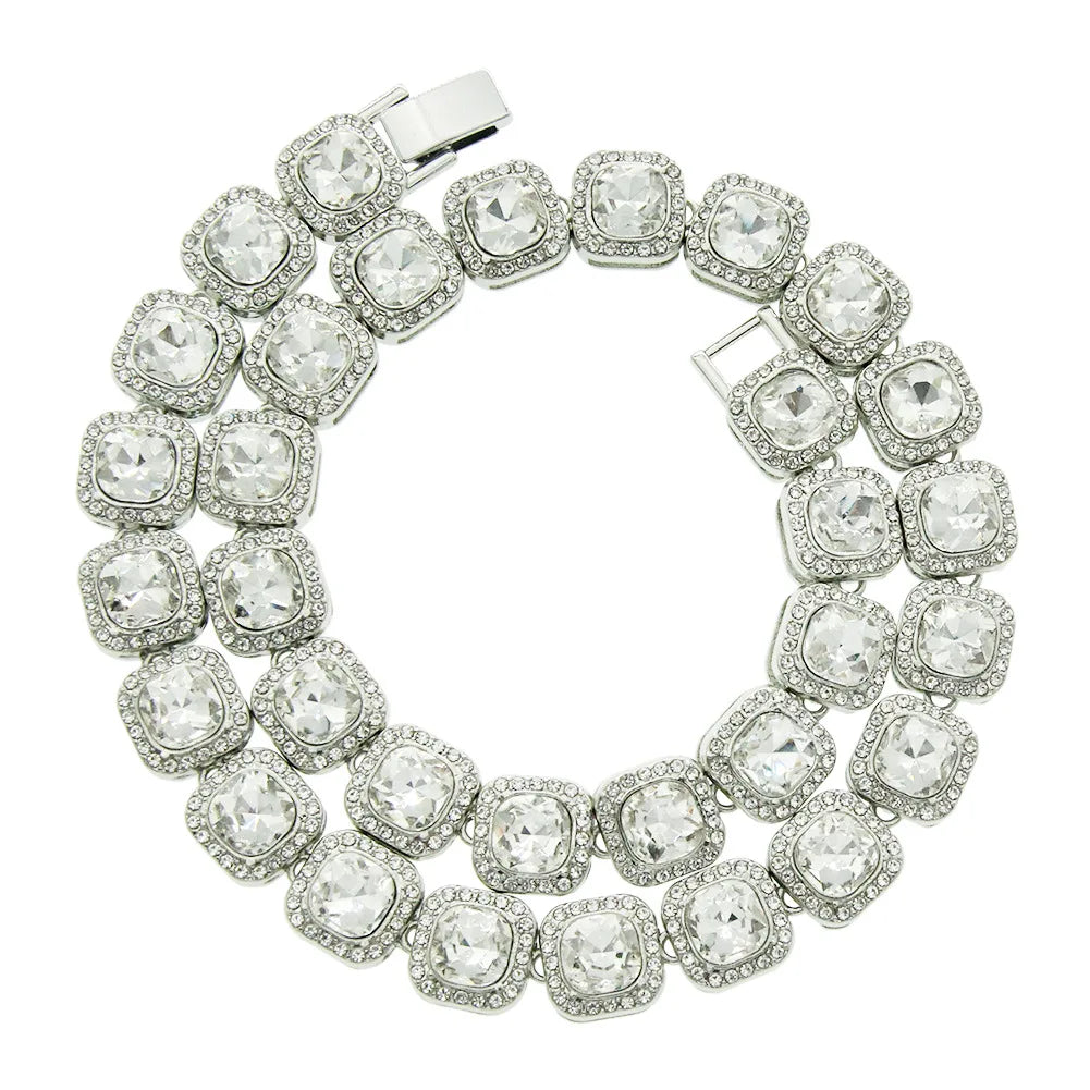 HNSP 12MM Ice Chain Necklace Bracelet For Men Women Neck Hip Hop Tennis Chain Jewelry Accessories