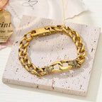 Punk Chain Bracelet for Men — Gold or Silver, Stainless Steel