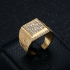 Iced Out Large Square CZ Ring — Stainless Steel