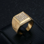 Iced Out Large Square CZ Ring — Stainless Steel