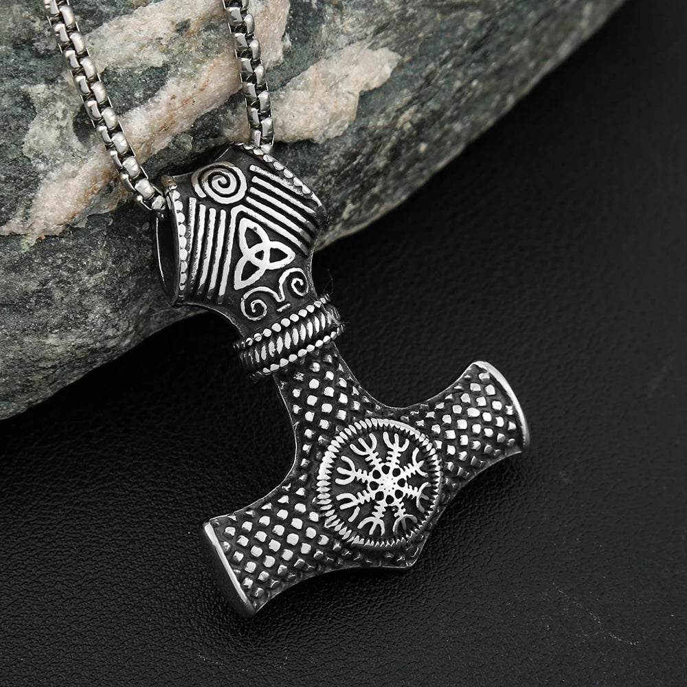 Thor Mjolnir Steel Pendant Vintage Viking Hammer
