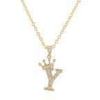 Crown Initial Letter Pendant Necklace — Copper