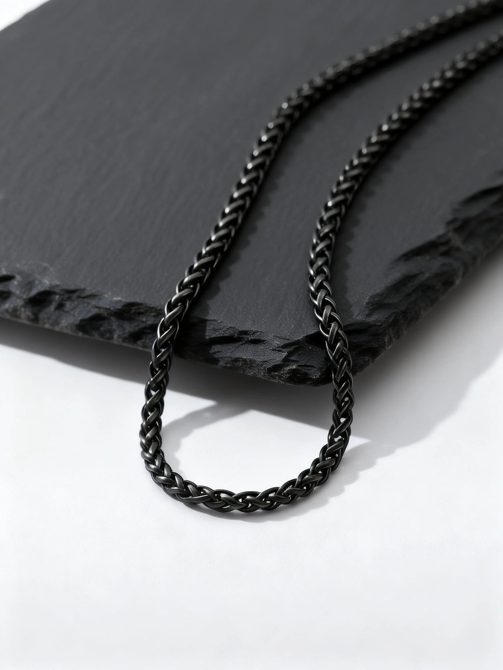 Stainless Steel Wheat Chain Necklace for Men Boys,3mm Silver Gold Black Color Chain Link Collars,Rock Punk Jewelry Gift