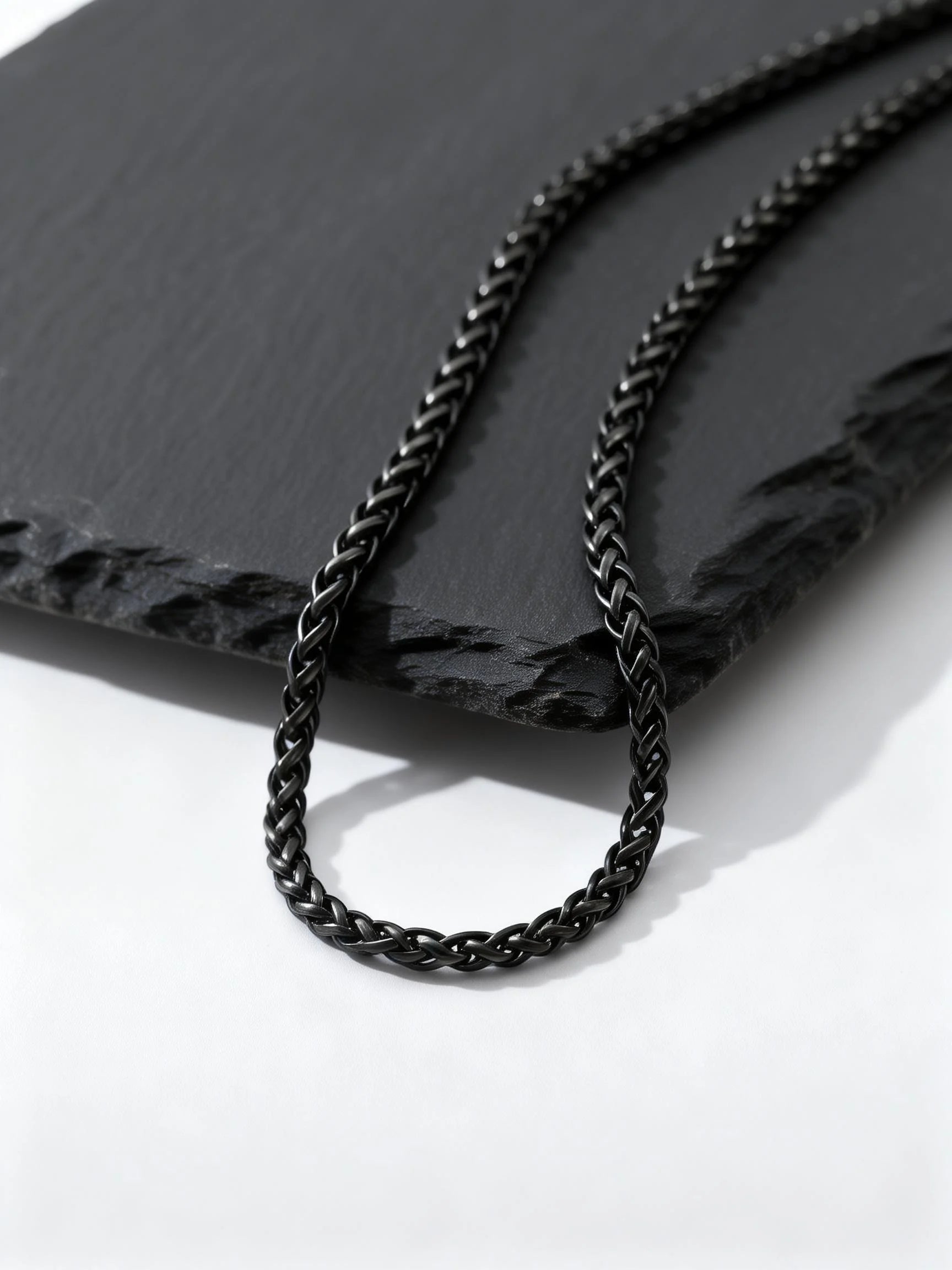 Stainless Steel Wheat Chain Necklace for Men Boys,3mm Silver Gold Black Color Chain Link Collars,Rock Punk Jewelry Gift