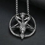 Gothic Vintage Pentagram Satanic Sheep Pendant Necklace For Men Punk Stainless Steel Biker Animal Necklaces Amulet