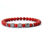 Vintage Mens Bracelet Beaded Om Mani Padme Hum Mantra Braslet Viking Jewelry Accessories Natural Lava Tiger Eyes Stone