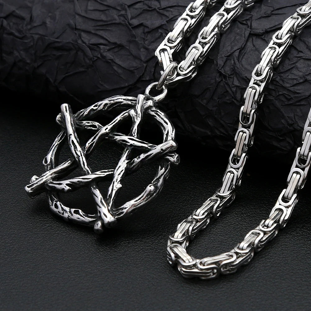 Gothic Steel Pendant Vintage Pentagram Punk