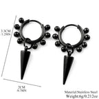 Spike Cone Drop Earrings Beaded Hoop Gothic — Stainless Steel