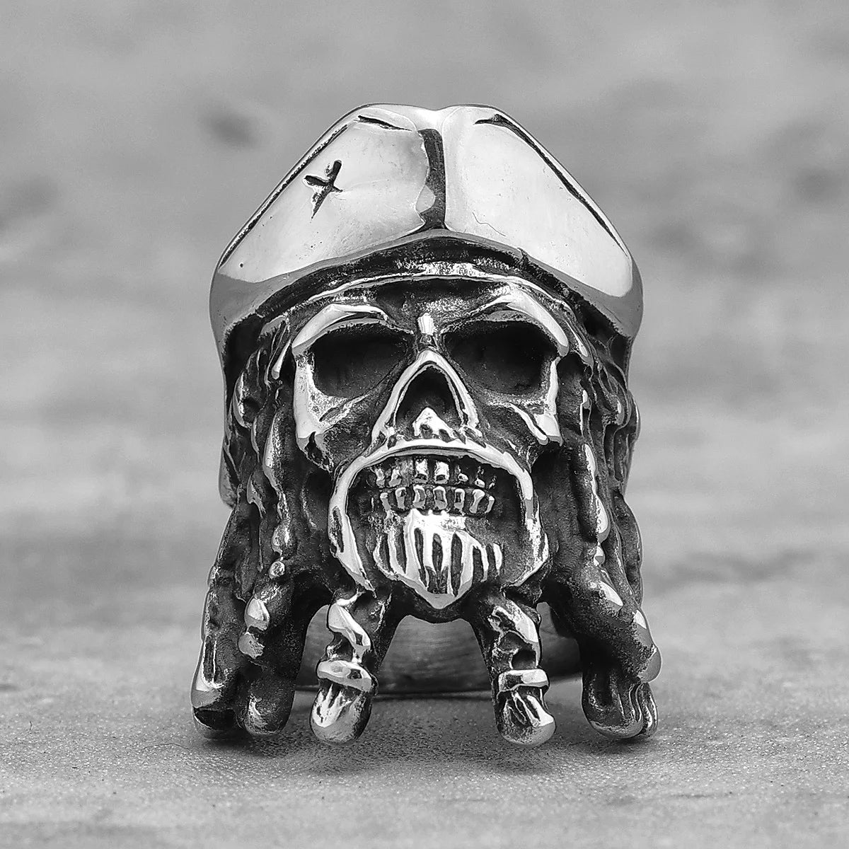 Captain Jack Pirate Skull Ring — Stainless Steel