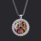 Aztec Calendar Pendant Necklace — Ancient Mexico Art, Rhinestone