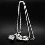 Motorcycle Silver Pendant Retro Punk Sweater Sport