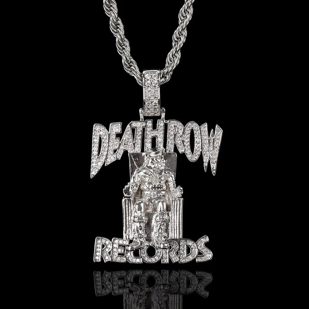 Deathlow Records Prisoner Necklace Stainless Steel Men's Fashionable Jewelry Hip-hop Rock Iced Out Pendant Party Gift