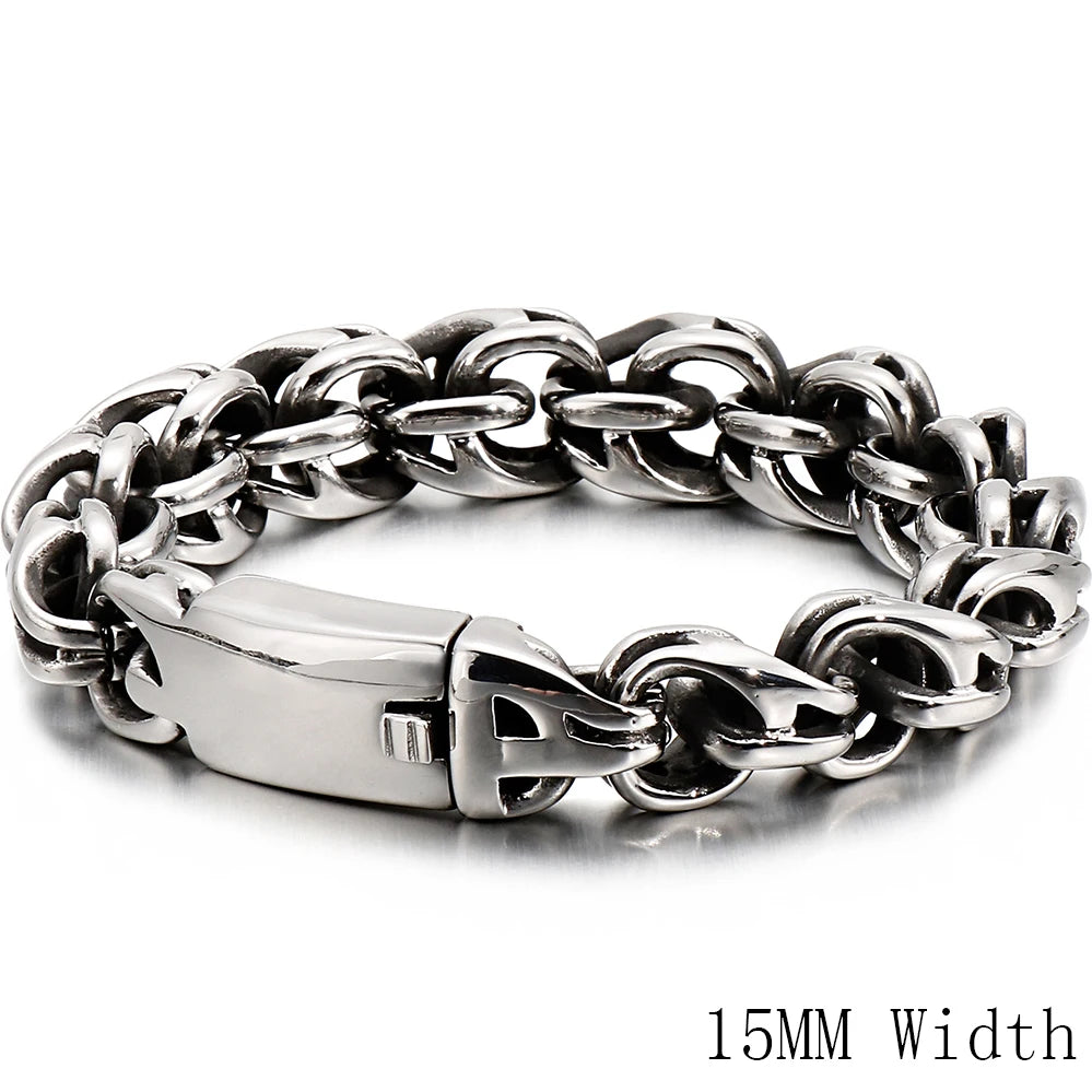 Heavy Stainless Steel Cross Bracelet for Man 23CM Long 13MM Wide Bicycle Chain Men's Bracelets Accessories Vintage