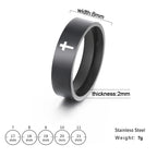 Gothic Wedding Cross Ring — Stainless Steel