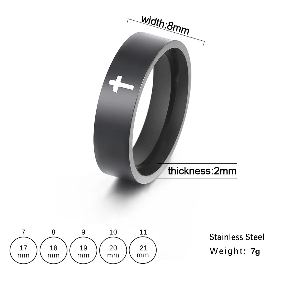 Gothic Wedding Cross Ring — Stainless Steel
