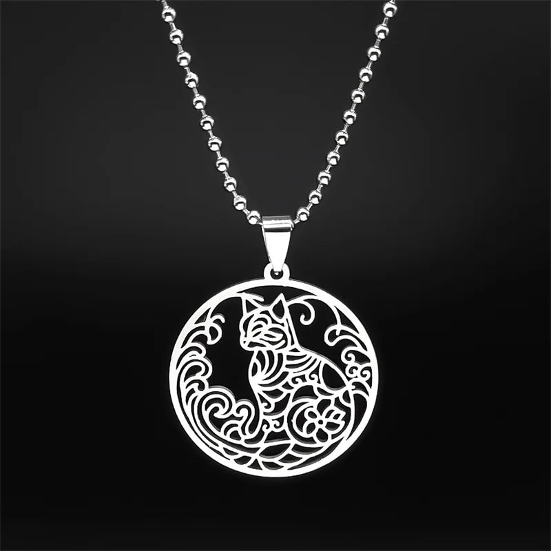 Cat Gold Pendant Car Hollow Flower
