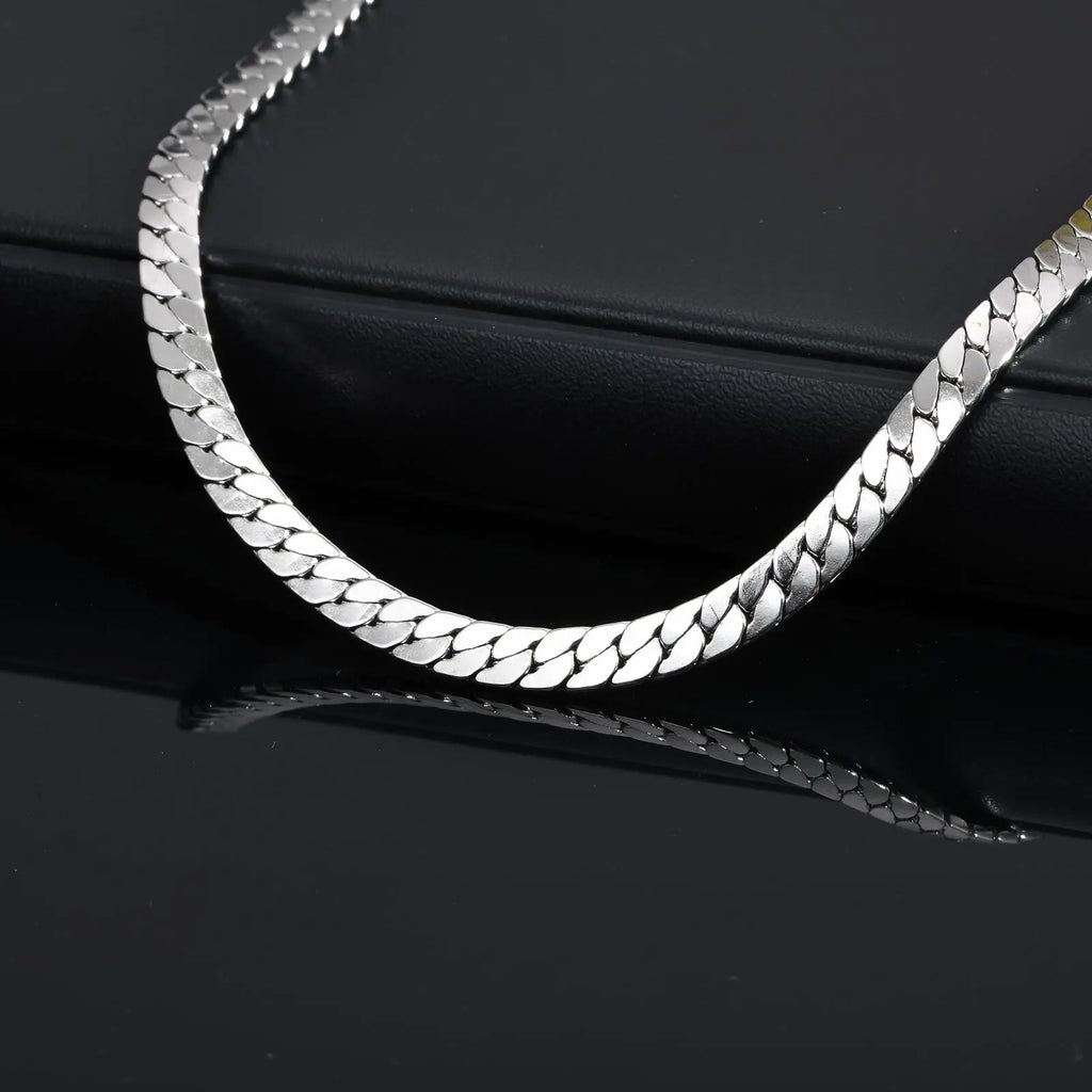 Flat Cuban Chain Choker Necklace — Stainless Steel