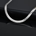 Flat Cuban Chain Choker Necklace — Stainless Steel