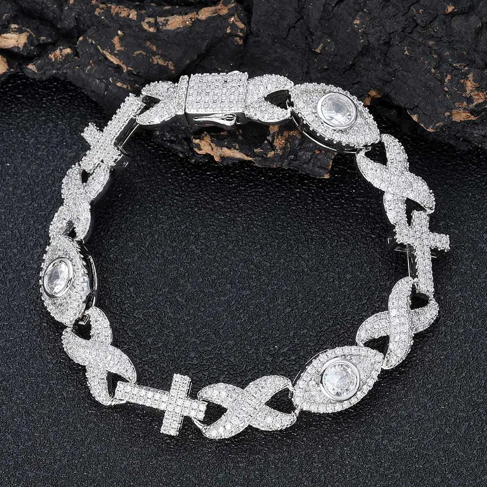 Cross Chain Necklace Iced Out Eye CZ Diamond
