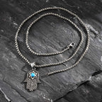 Turquoise Hexagram Pendant Necklace — Stainless Steel