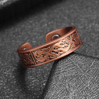 Flower Shape Magnetic Ring Copper Adjustable Open Cuff Ring Men and Women Magnet Healthy Energy Ring for Arthritis Pain Relief