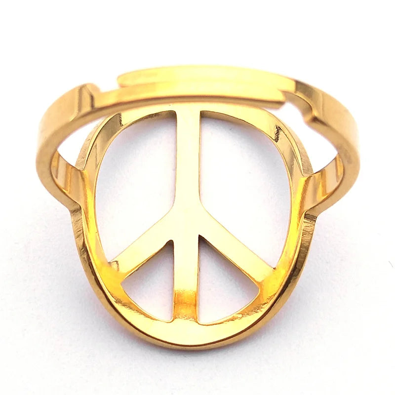 Peace Symbol Silver Ring — Stainless Steel