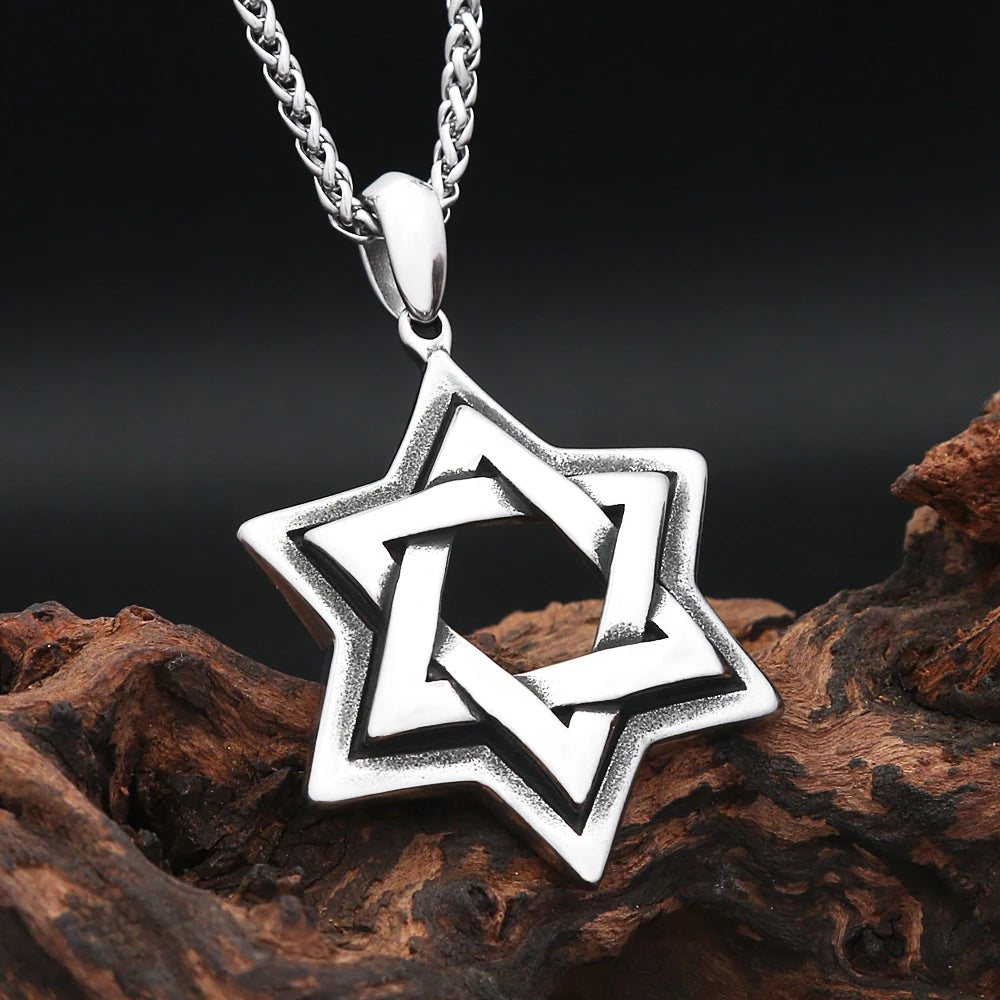 Star Steel Pendant Punk Vintage David Biker Six